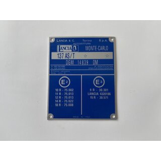 Factory type plate Beta Montecarlo