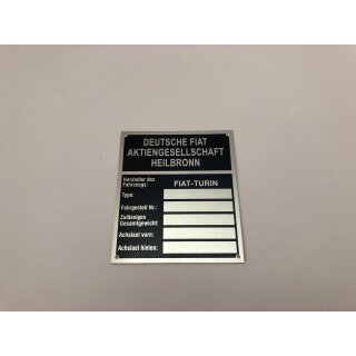 Typenschild Fiat Heilbronn